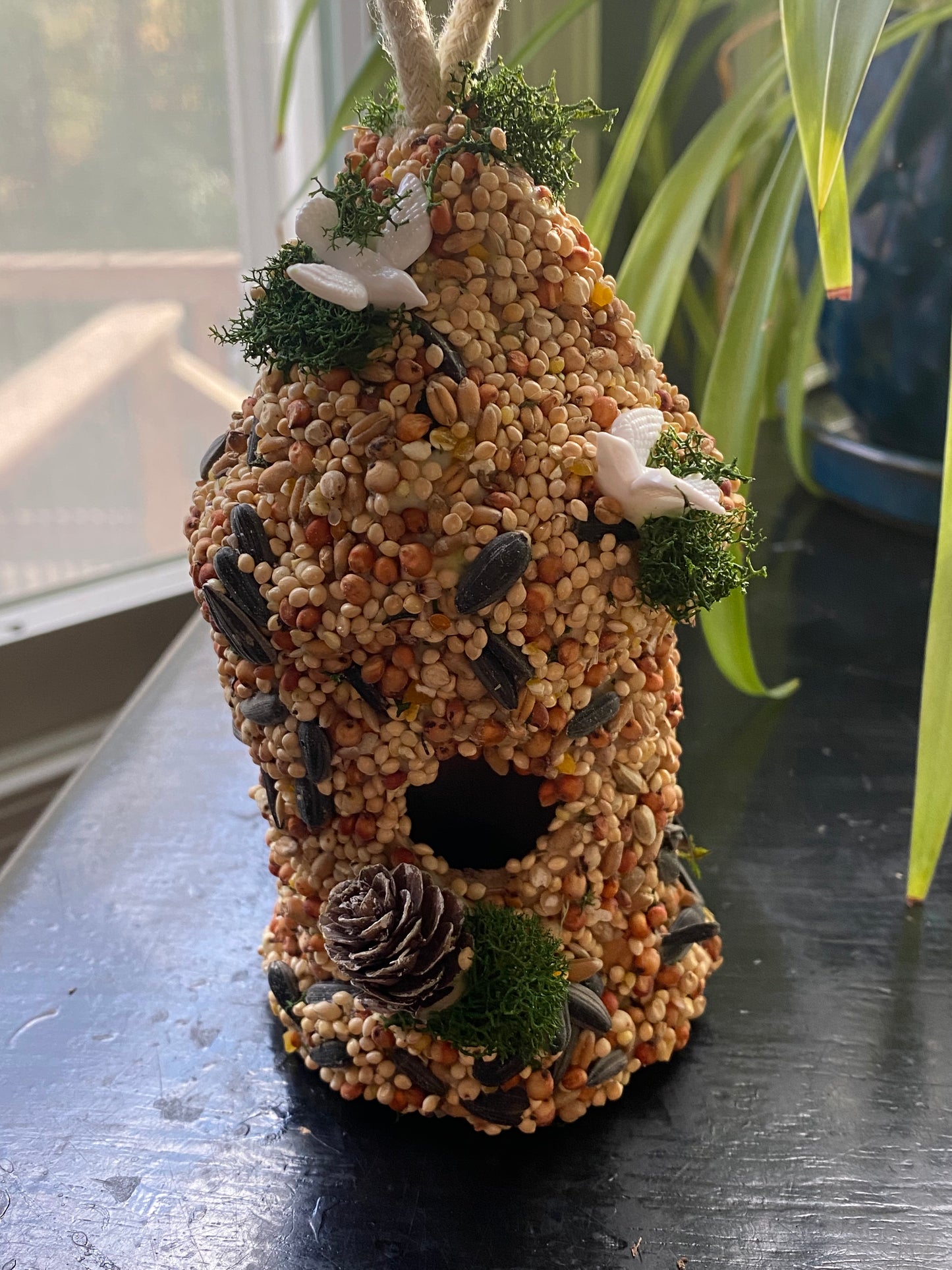 Two Turtles Doves- Round Birdhouse loop