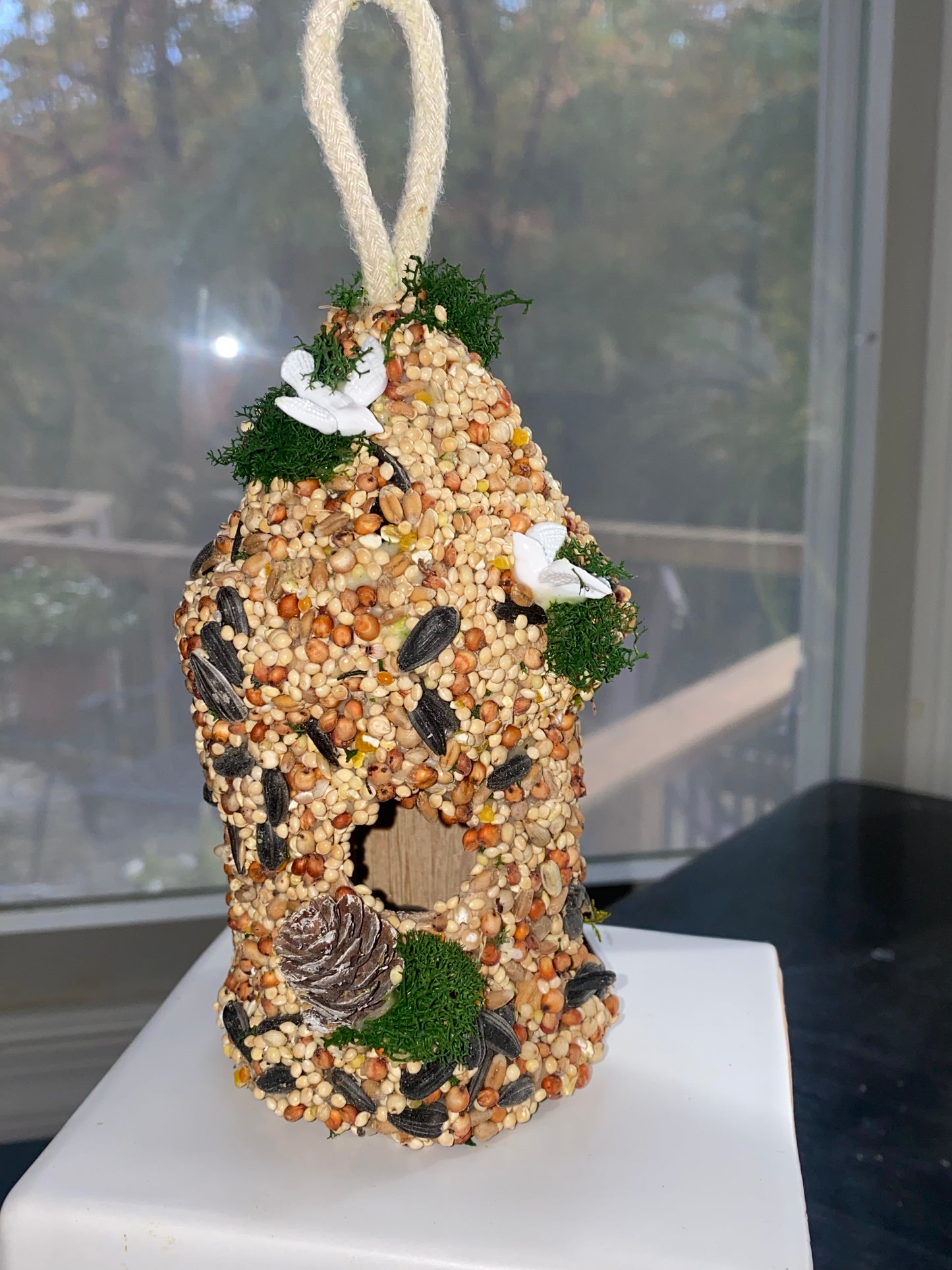 Two Turtles Doves- Round Birdhouse loop