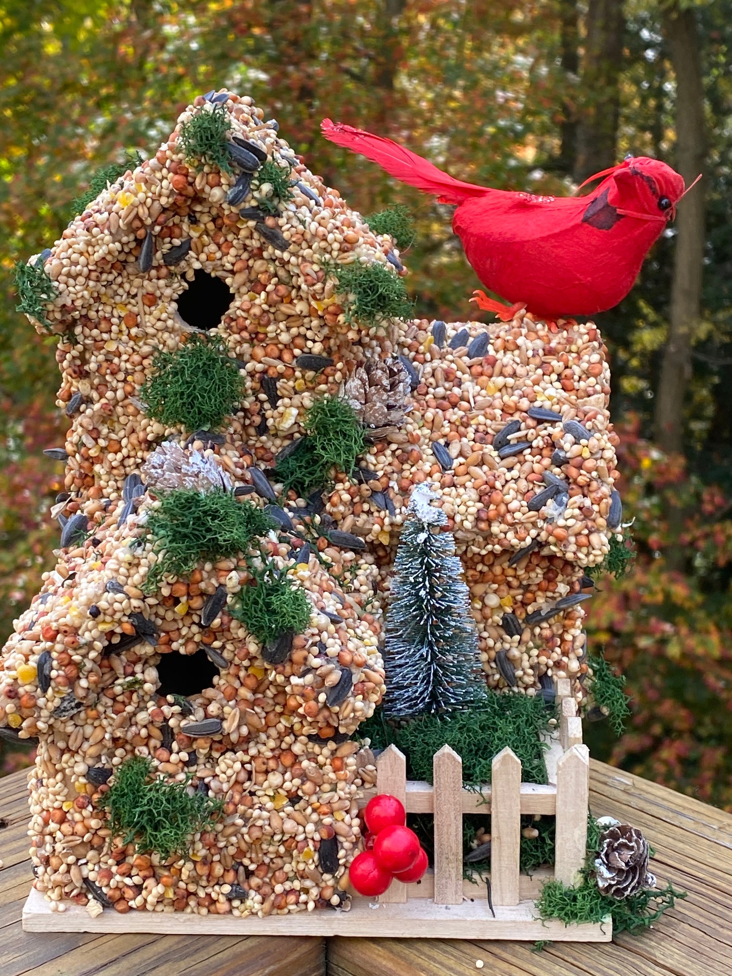 Cardinal Christmas Tree Large Birdhouse.
