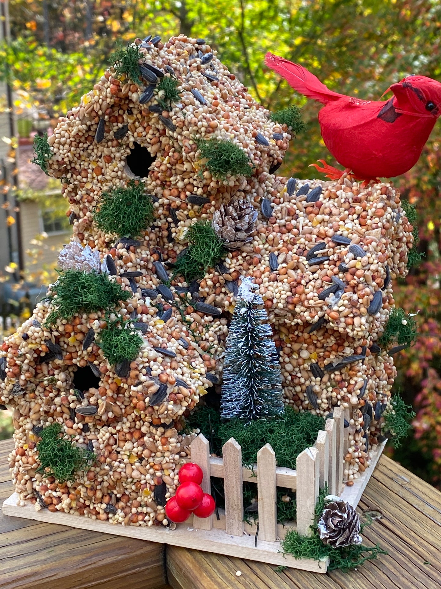 Cardinal Christmas Tree Large Birdhouse.