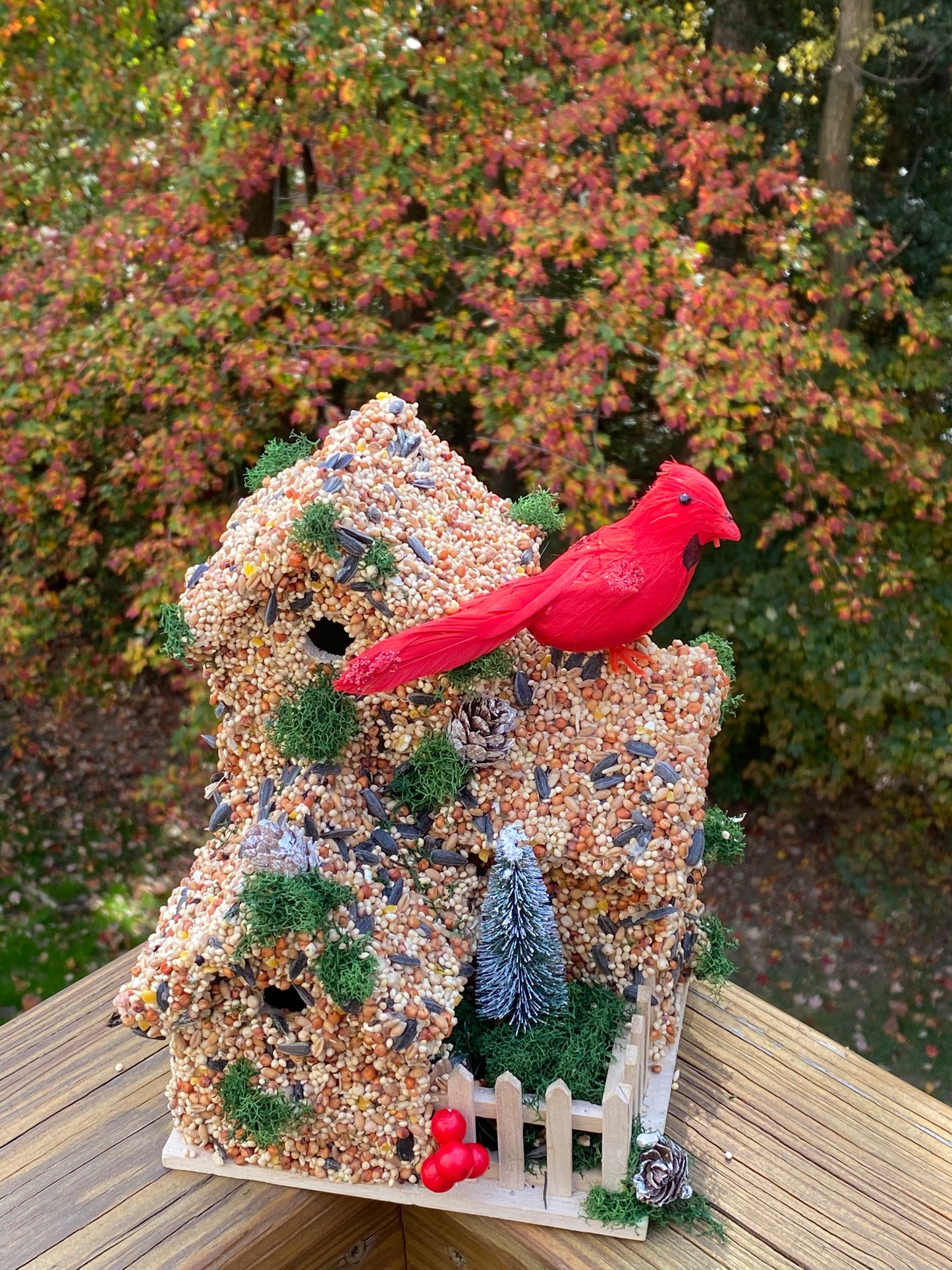 Cardinal Christmas Tree Large Birdhouse.